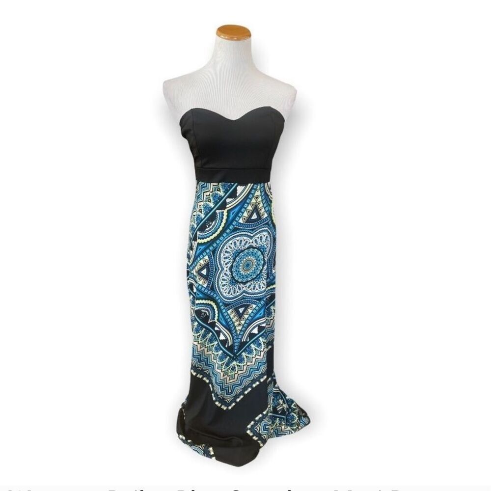 Womens Bailey Blue Boho Strapless Maxi Dress - Sz S